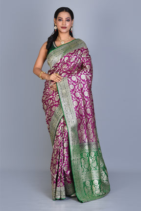 Magenta Banarasi Silk Saree with Blouse Piece - Keya Seth Exclusive