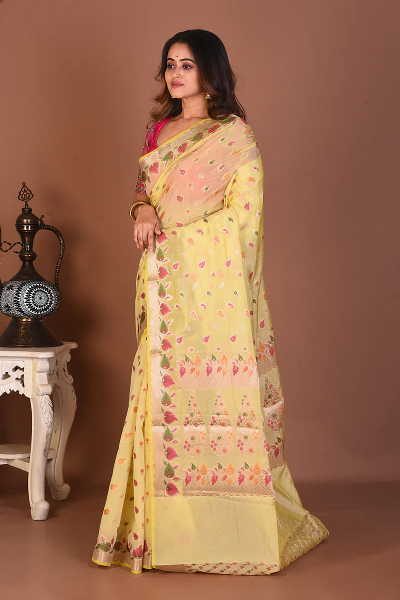 Lemon Yellow Art Silk Saree - Keya Seth Exclusive
