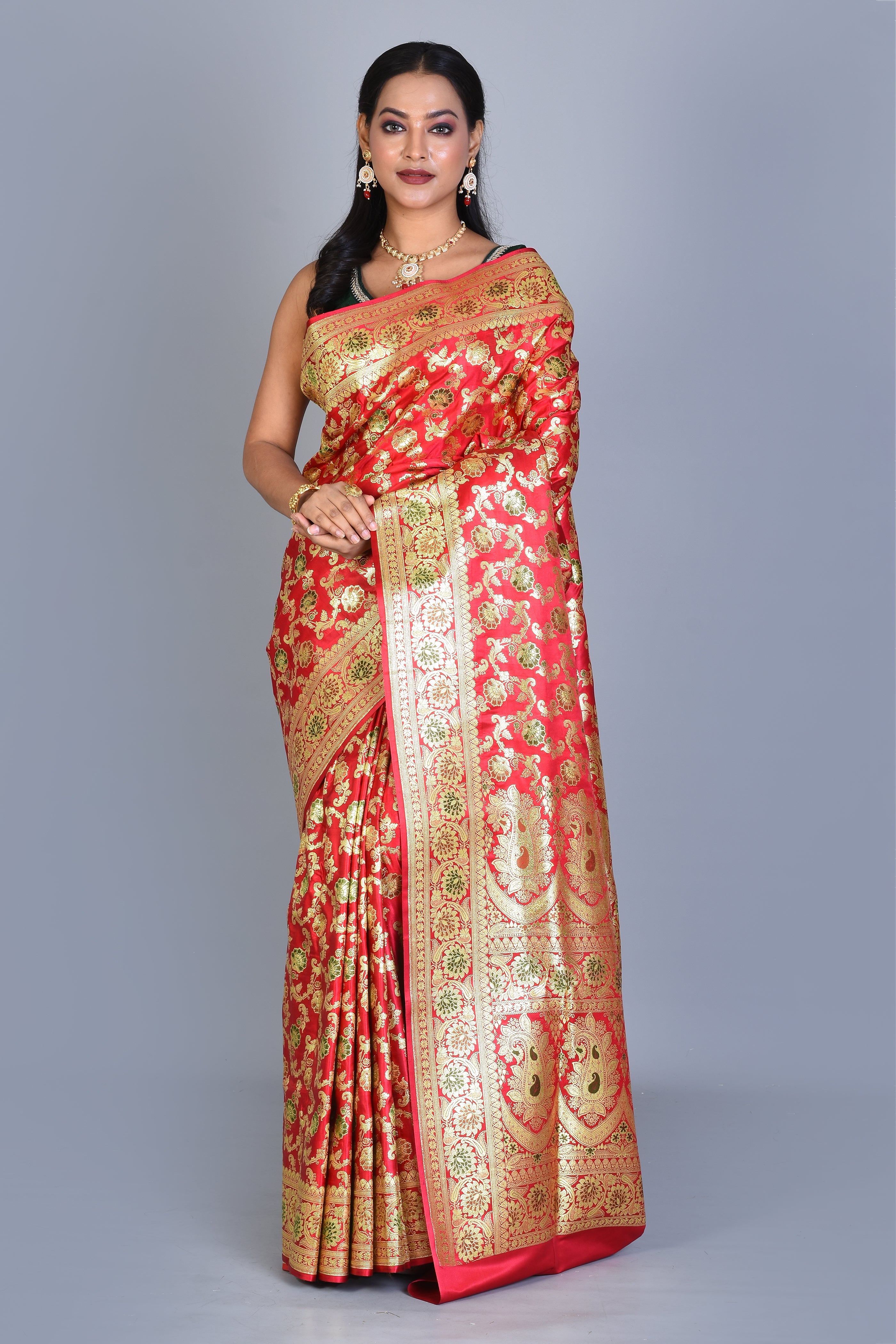 Red Banarasi Saree with Blouse Piece - Keya Seth Exclusive