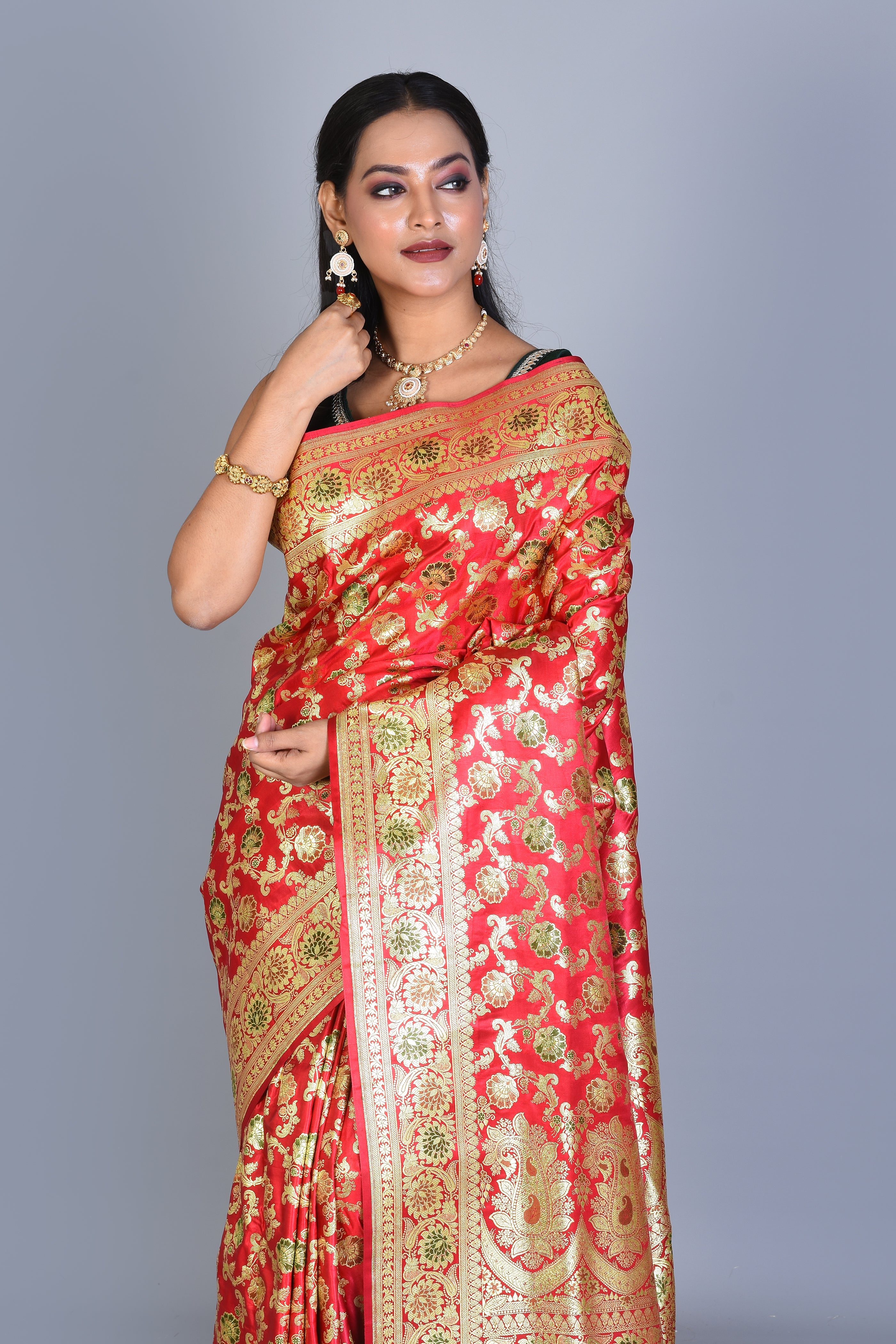 Red Banarasi Saree with Blouse Piece - Keya Seth Exclusive