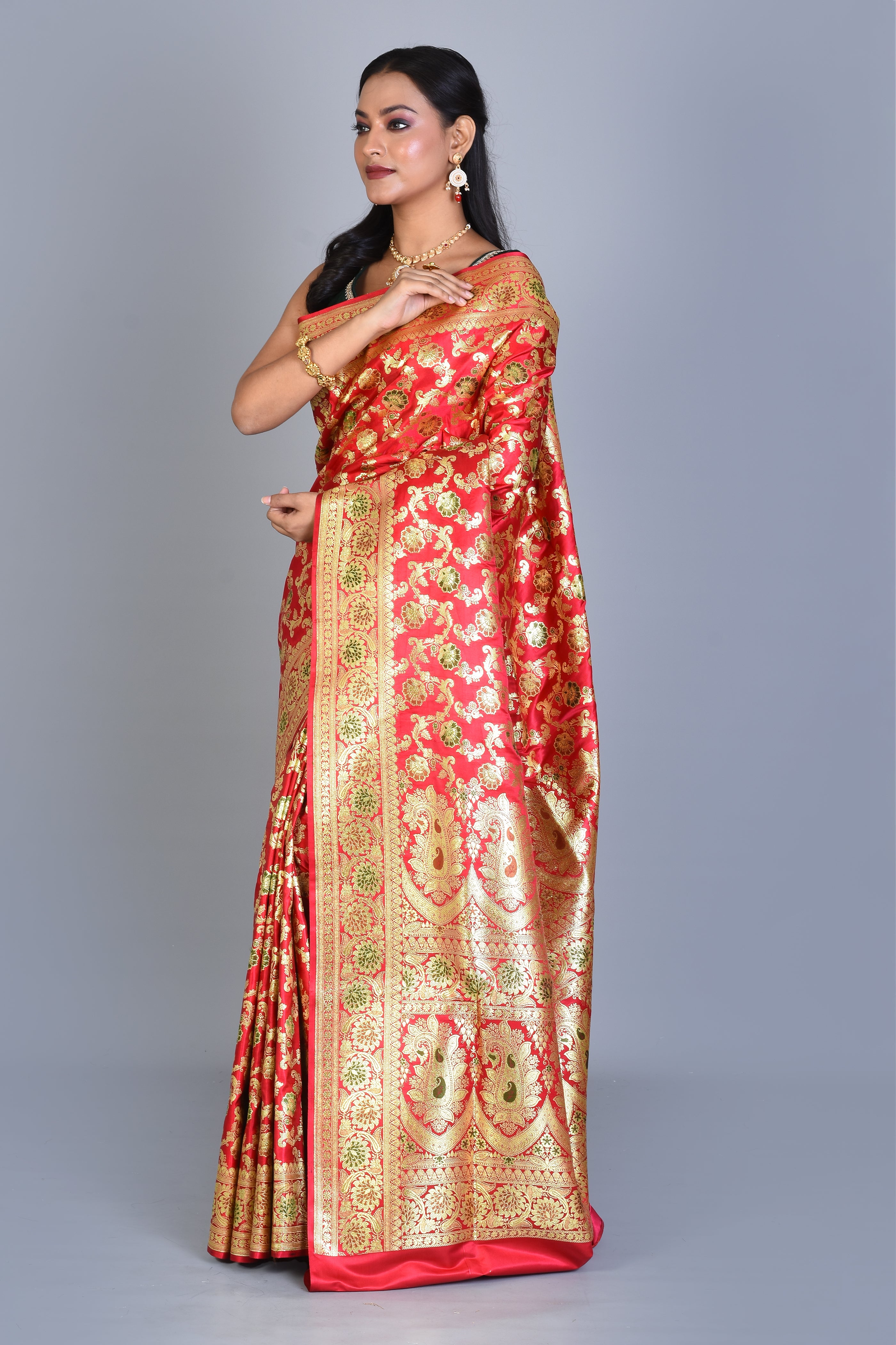 Red Banarasi Saree with Blouse Piece - Keya Seth Exclusive