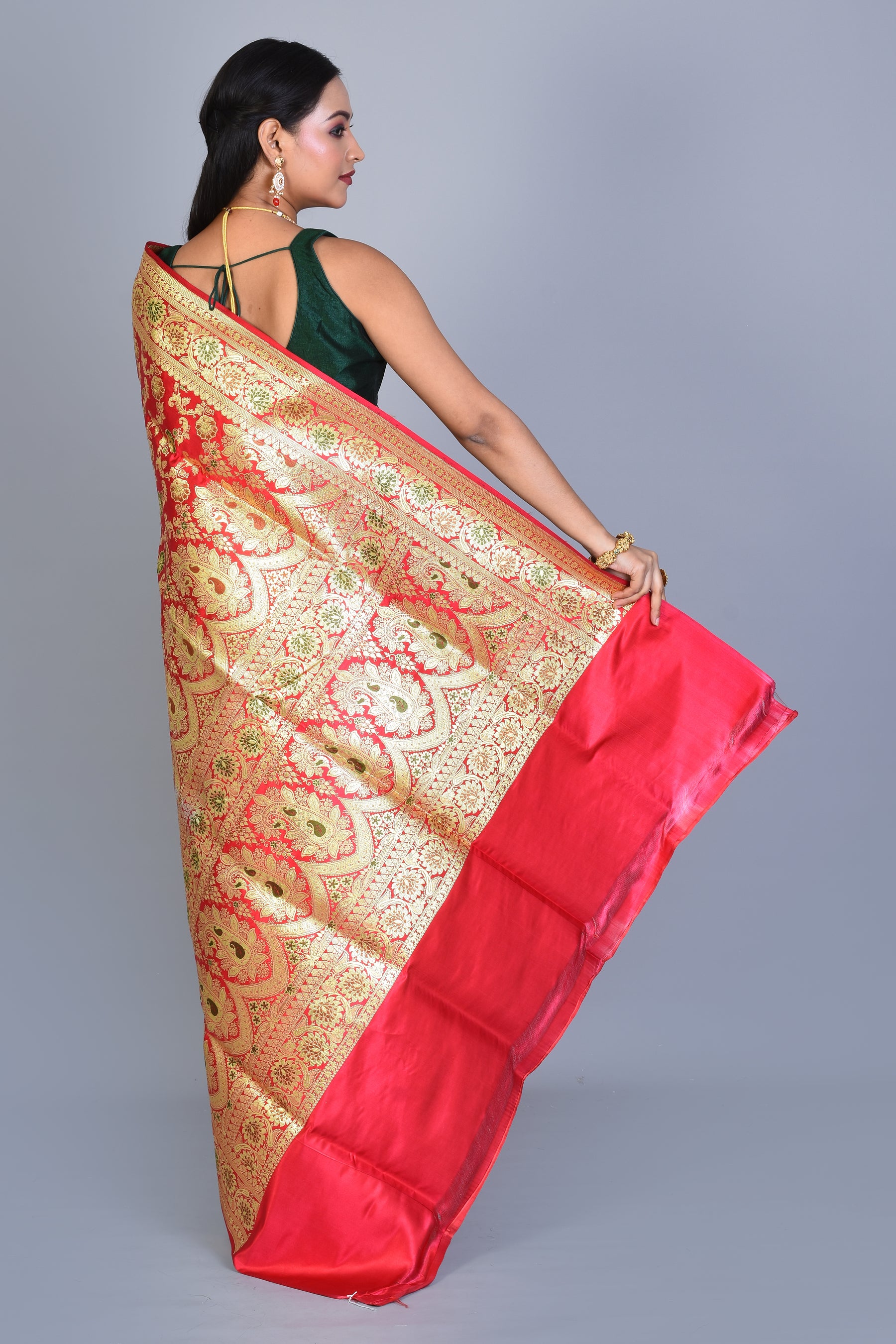 Red Banarasi Saree with Blouse Piece - Keya Seth Exclusive