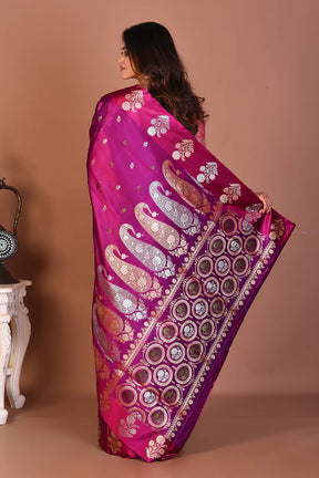 Magenta Blended Mashru Silk Saree - Keya Seth Exclusive