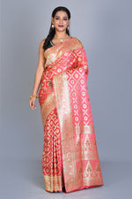 Load image into Gallery viewer, Peach Banarasi Saree with Blouse Piece - Keya Seth Exclusive
