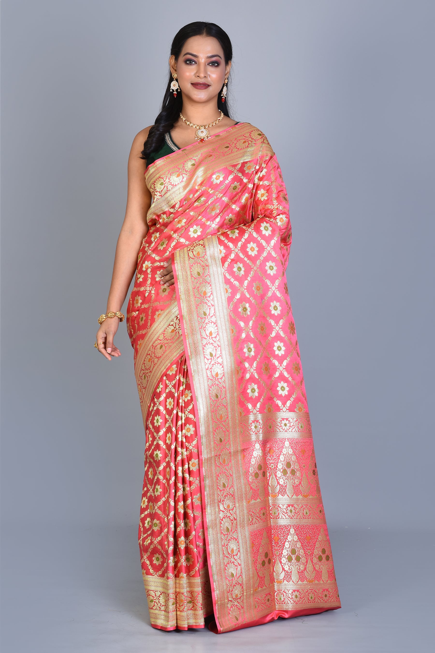 Peach Banarasi Saree with Blouse Piece - Keya Seth Exclusive