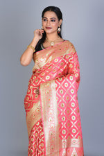 Load image into Gallery viewer, Peach Banarasi Saree with Blouse Piece - Keya Seth Exclusive
