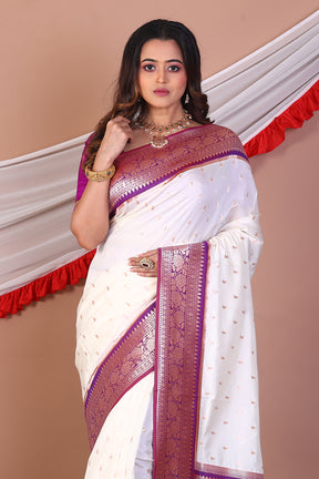 White Art Silk Saree - Keya Seth Exclusive