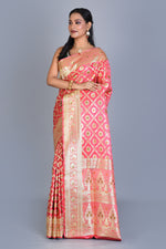 Load image into Gallery viewer, Peach Banarasi Saree with Blouse Piece - Keya Seth Exclusive
