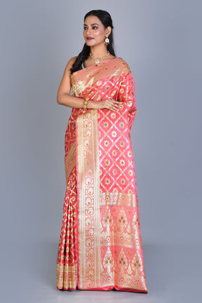 Peach Banarasi Saree with Blouse Piece - Keya Seth Exclusive