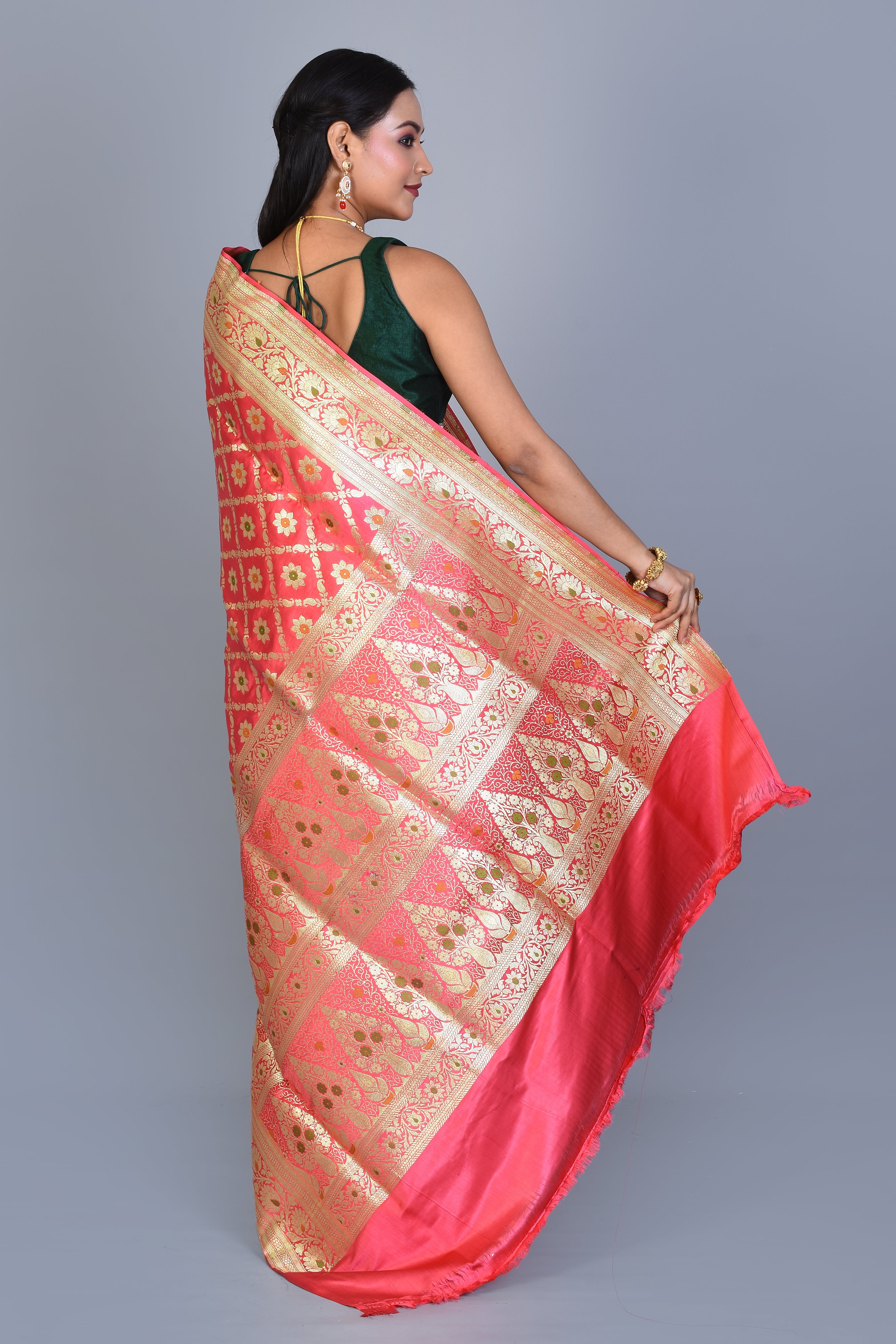 Peach Banarasi Saree with Blouse Piece - Keya Seth Exclusive