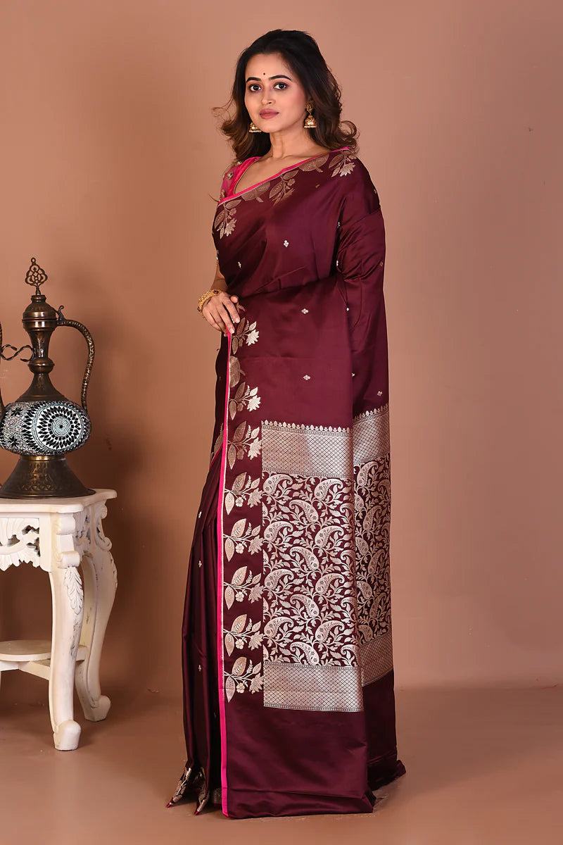 Wine Blended Mashru Silk Saree - Keya Seth Exclusive