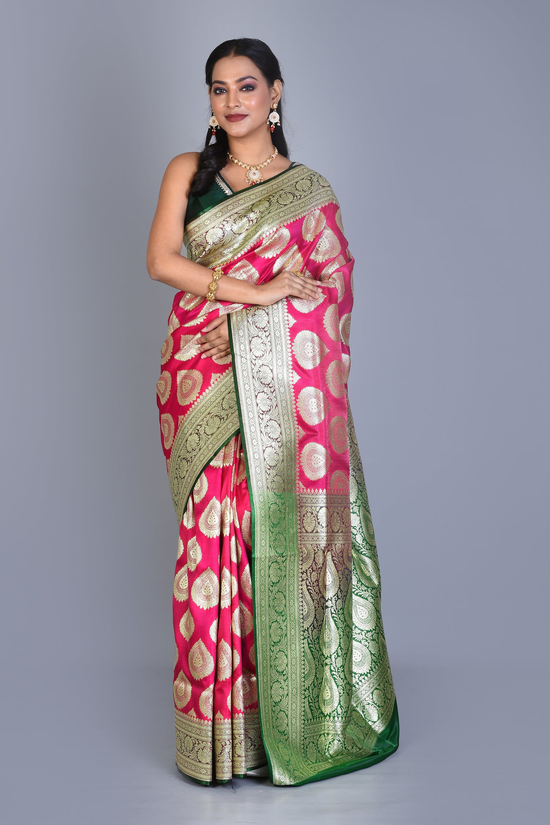 Pink Banarasi Silk Saree with Blouse Piece - Keya Seth Exclusive