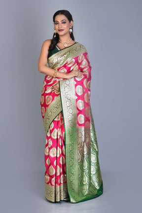 Pink Banarasi Silk Saree with Blouse Piece - Keya Seth Exclusive