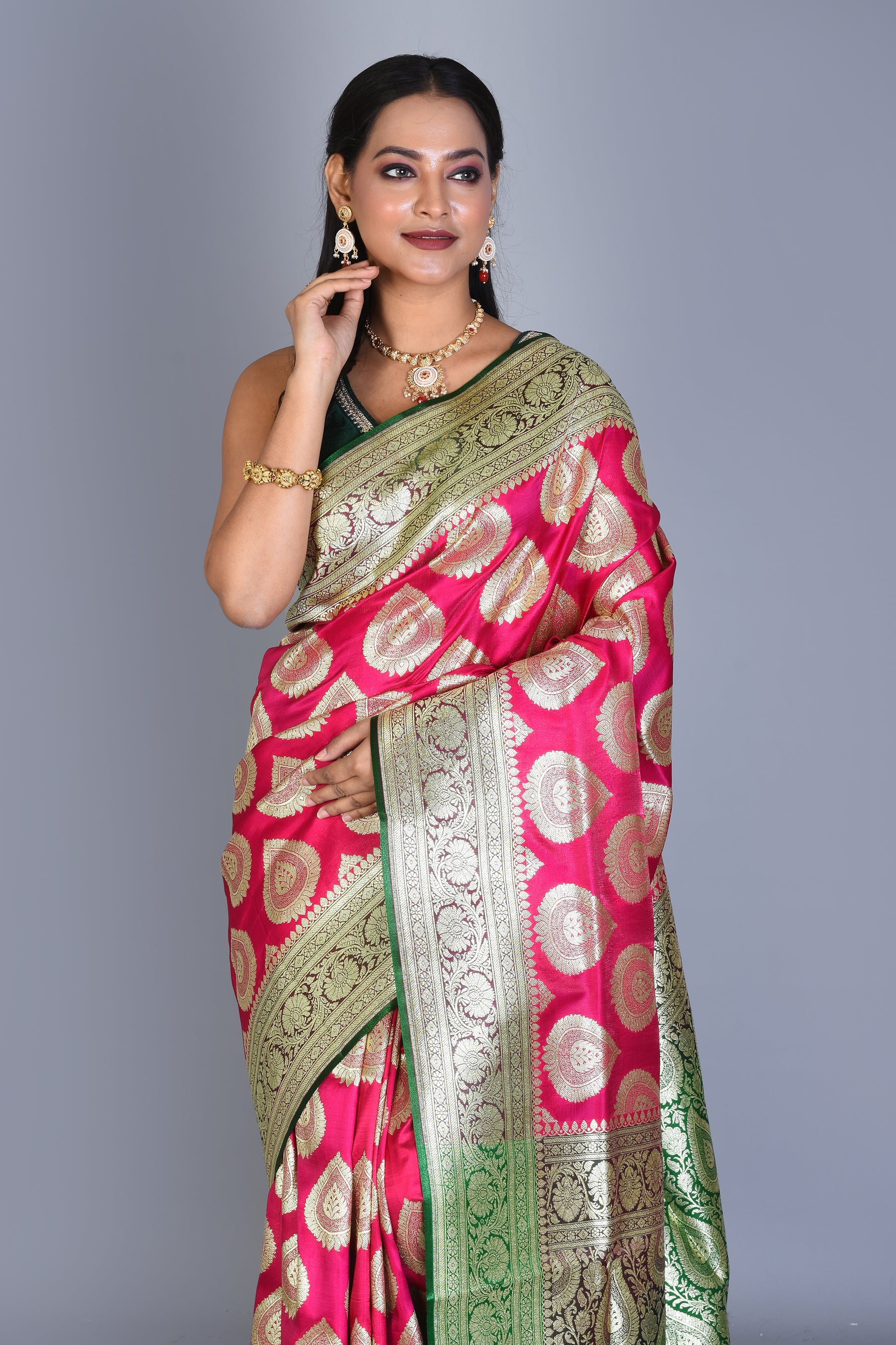 Pink Banarasi Silk Saree with Blouse Piece - Keya Seth Exclusive