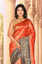 Load image into Gallery viewer, Elegant Red Semi Silk Saree - Keya Seth Exclusive
