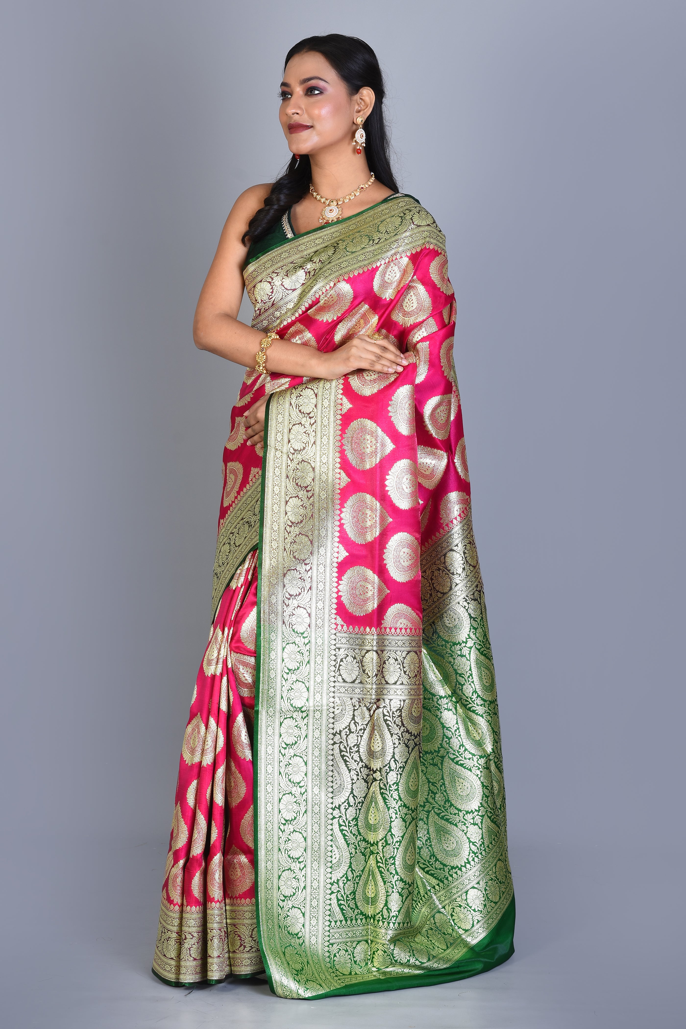 Pink Banarasi Silk Saree with Blouse Piece - Keya Seth Exclusive