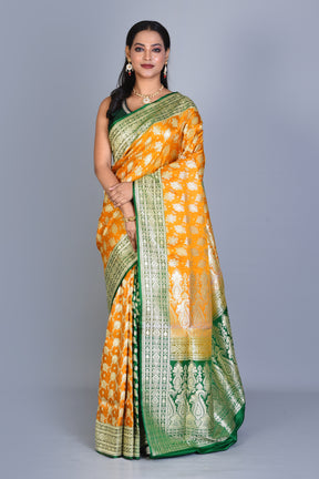 Yellow Patli Pallu Banarasi Silk Saree with Blouse Piece - Keya Seth Exclusive