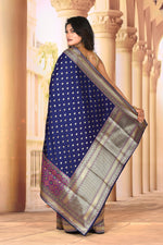 Load image into Gallery viewer, Navy Blue Semi Silk Saree - Keya Seth Exclusive
