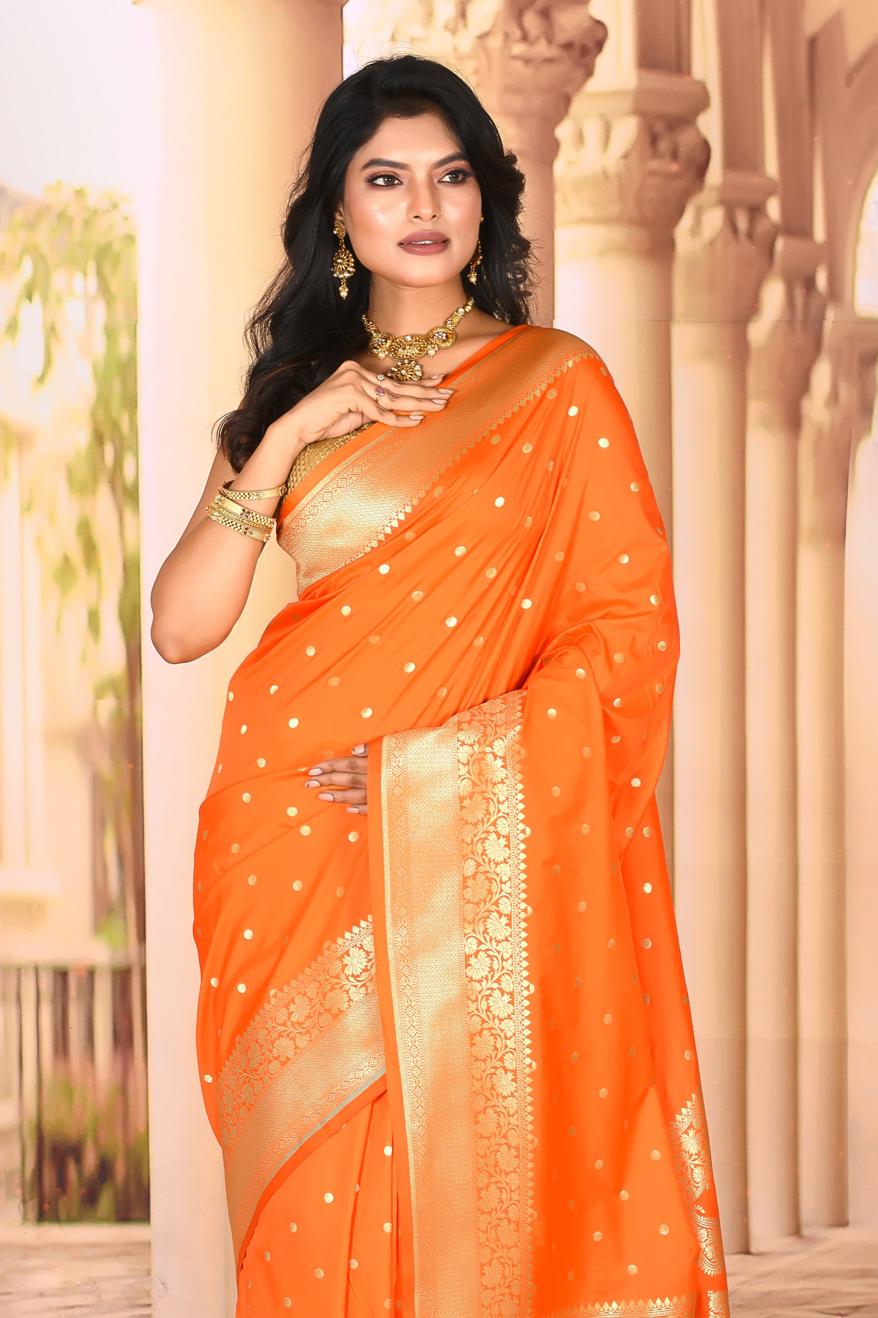 Sandstone Orange Semi Silk Saree - Keya Seth Exclusive