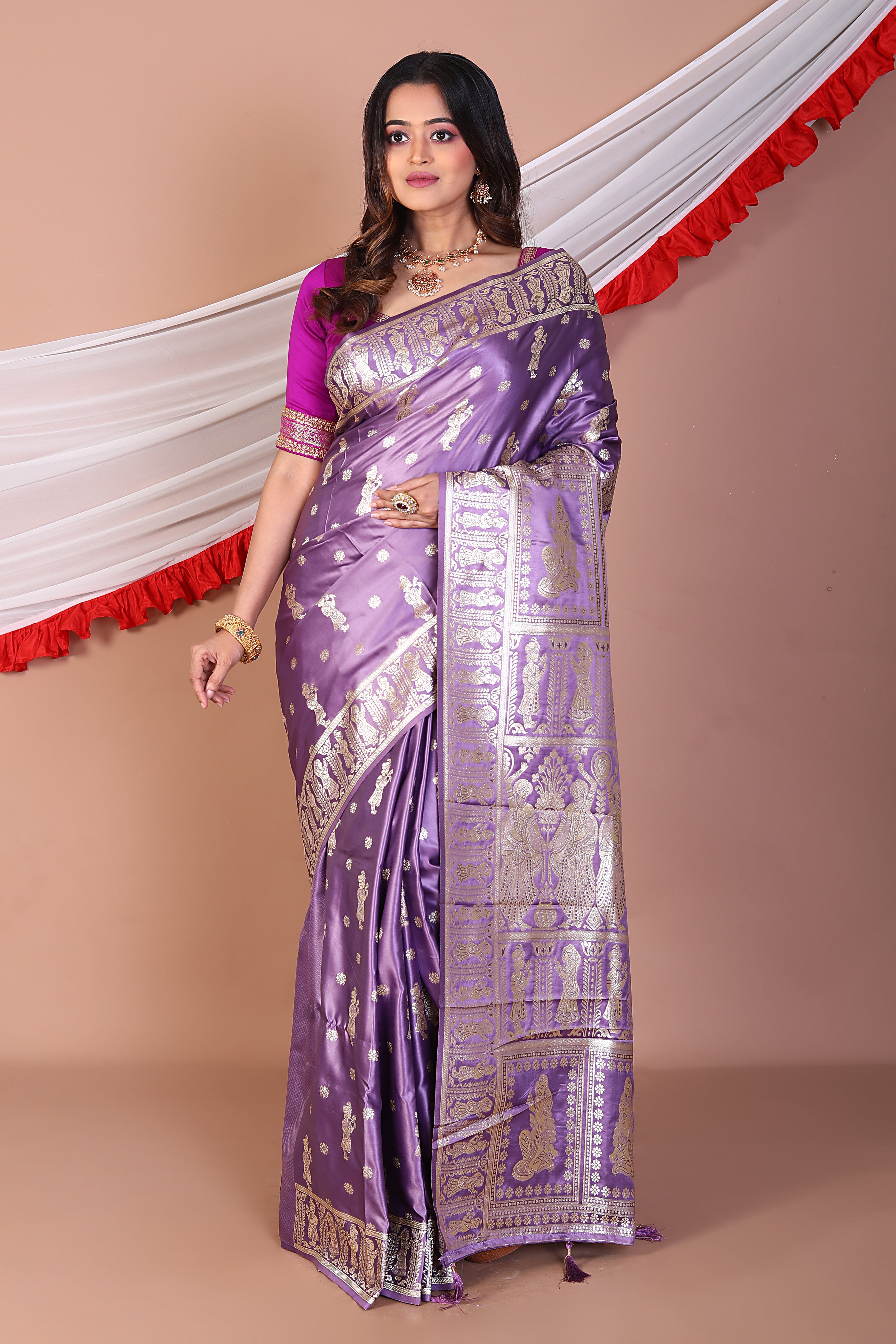Lavender Blended Satin Silk Saree - Keya Seth Exclusive