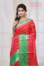 Load image into Gallery viewer, Red and Green Chanderi Silk Saree - Keya Seth Exclusive
