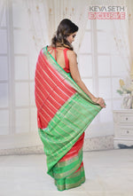 Load image into Gallery viewer, Red and Green Chanderi Silk Saree - Keya Seth Exclusive
