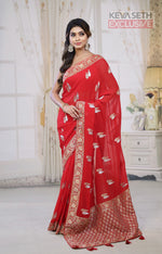 Load image into Gallery viewer, Designer Red Khaddi Georgette Saree - Keya Seth Exclusive