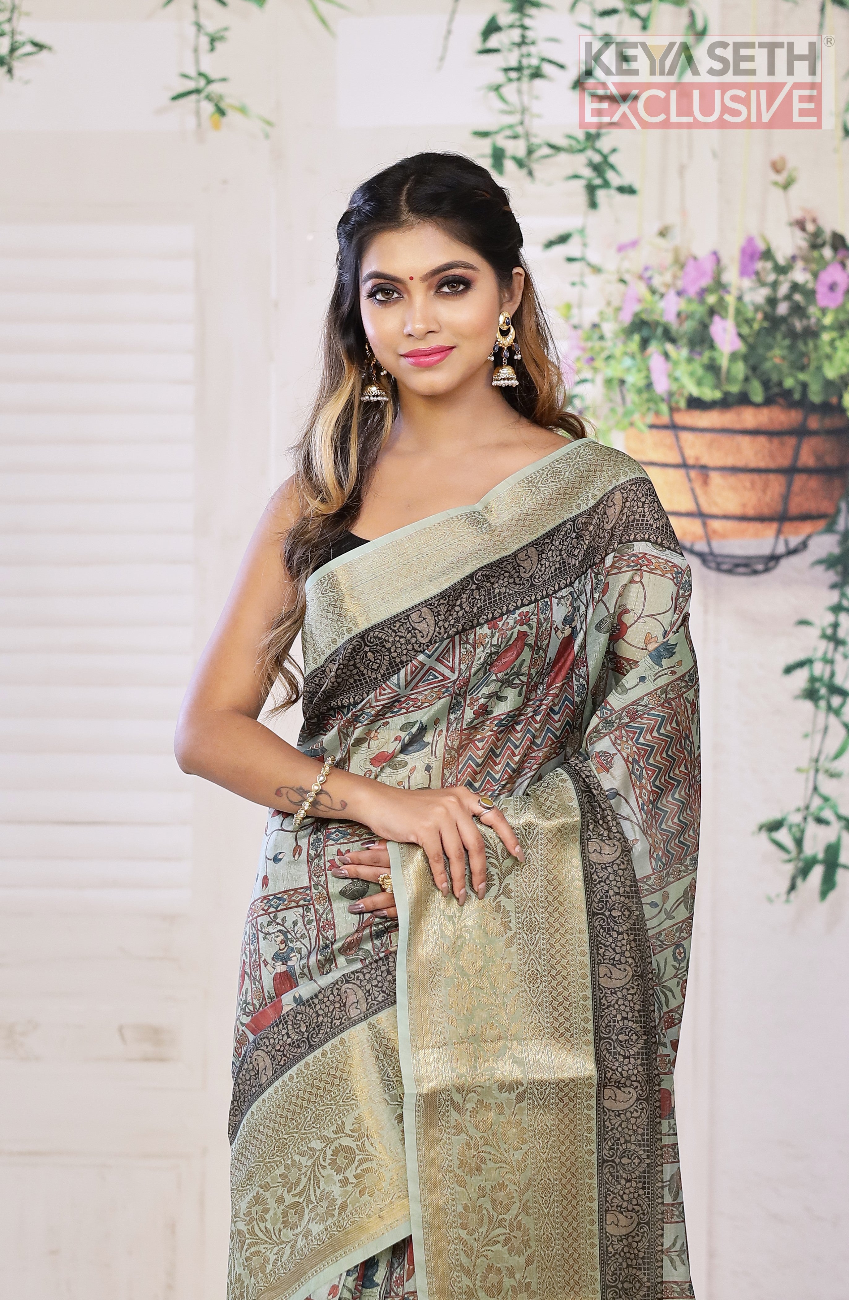 Green Muga Silk Saree - Keya Seth Exclusive