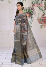 Load image into Gallery viewer, Grey Muga Silk Saree - Keya Seth Exclusive