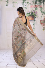 Load image into Gallery viewer, Grey Muga Silk Saree - Keya Seth Exclusive