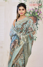 Load image into Gallery viewer, Sea Green Muga Silk Saree - Keya Seth Exclusive
