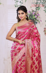 Load image into Gallery viewer, Pink Satin Silk Saree with Golden Zari - Keya Seth Exclusive
