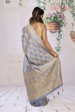 Load image into Gallery viewer, Grey Satin Silk Saree with Golden Zari - Keya Seth Exclusive
