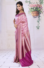 Load image into Gallery viewer, Shiny Pink Semi Katan Saree - Keya Seth Exclusive