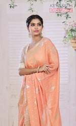 Load image into Gallery viewer, Featherlight Orange Double Tone Khaddi Silk Saree - Keya Seth Exclusive