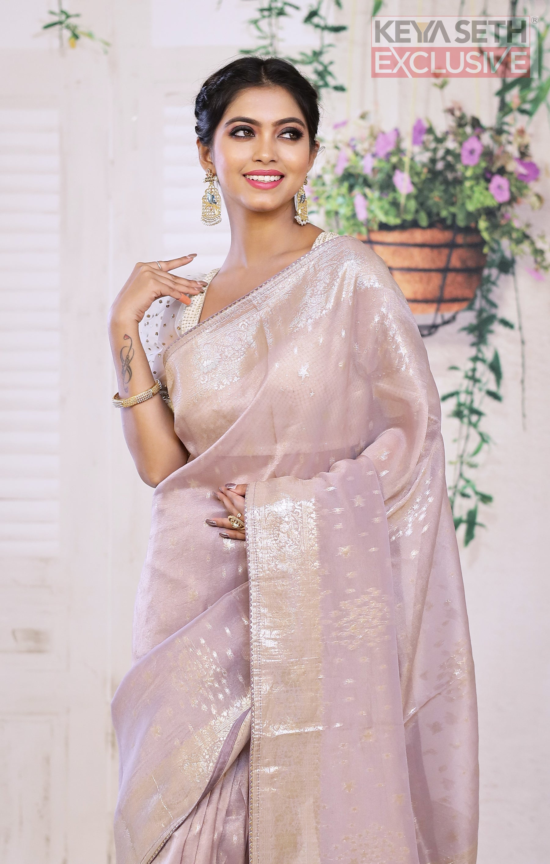 Sheen Mauve Khaddi Silk Saree - Keya Seth Exclusive