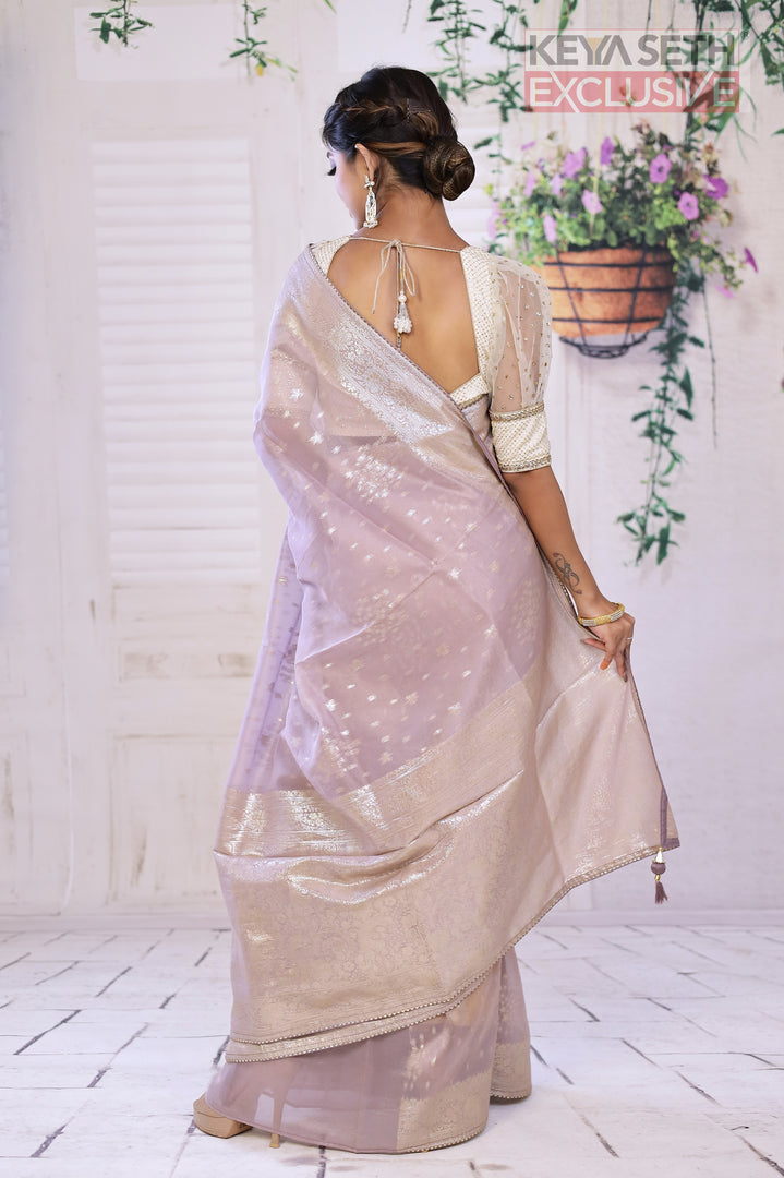 Sheen Mauve Khaddi Silk Saree - Keya Seth Exclusive