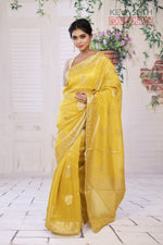 Load image into Gallery viewer, Sheen Yellow Khaddi Silk Saree - Keya Seth Exclusive
