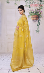 Load image into Gallery viewer, Sheen Yellow Khaddi Silk Saree - Keya Seth Exclusive
