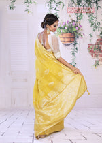 Load image into Gallery viewer, Sheen Yellow Khaddi Silk Saree - Keya Seth Exclusive
