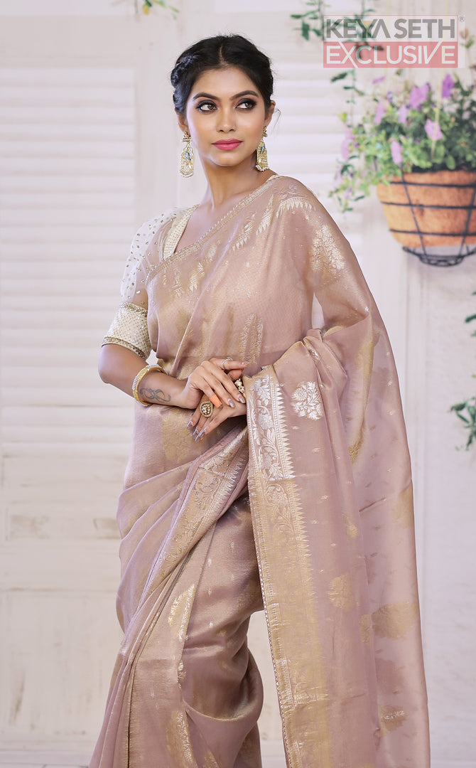 Magenta Georgette Saree with Resham Threadwork – Keya Seth Exclusive