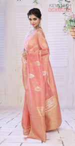 Load image into Gallery viewer, Sheen Peach Double Tone Khaddi Silk Saree - Keya Seth Exclusive