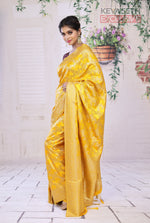 Load image into Gallery viewer, Yellow Satin Silk Saree with Golden Zari - Keya Seth Exclusive