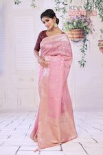 Load image into Gallery viewer, Sheen Pink Double Tone Khaddi Silk Saree - Keya Seth Exclusive