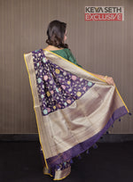 Load image into Gallery viewer, Purple Minakari Organza Saree with Yellow Border - Keya Seth Exclusive