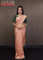 Load image into Gallery viewer, Peach Pattachitra Tussar Silk Saree - Keya Seth Exclusive