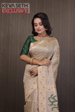 Load image into Gallery viewer, Beige Pattachitra Tussar Silk Saree - Keya Seth Exclusive