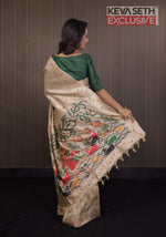 Load image into Gallery viewer, Beige Pattachitra Tussar Silk Saree - Keya Seth Exclusive
