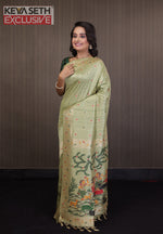 Load image into Gallery viewer, Pesta Green Pattachitra Tussar Silk Saree - Keya Seth Exclusive