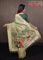 Load image into Gallery viewer, Pesta Green Pattachitra Tussar Silk Saree - Keya Seth Exclusive
